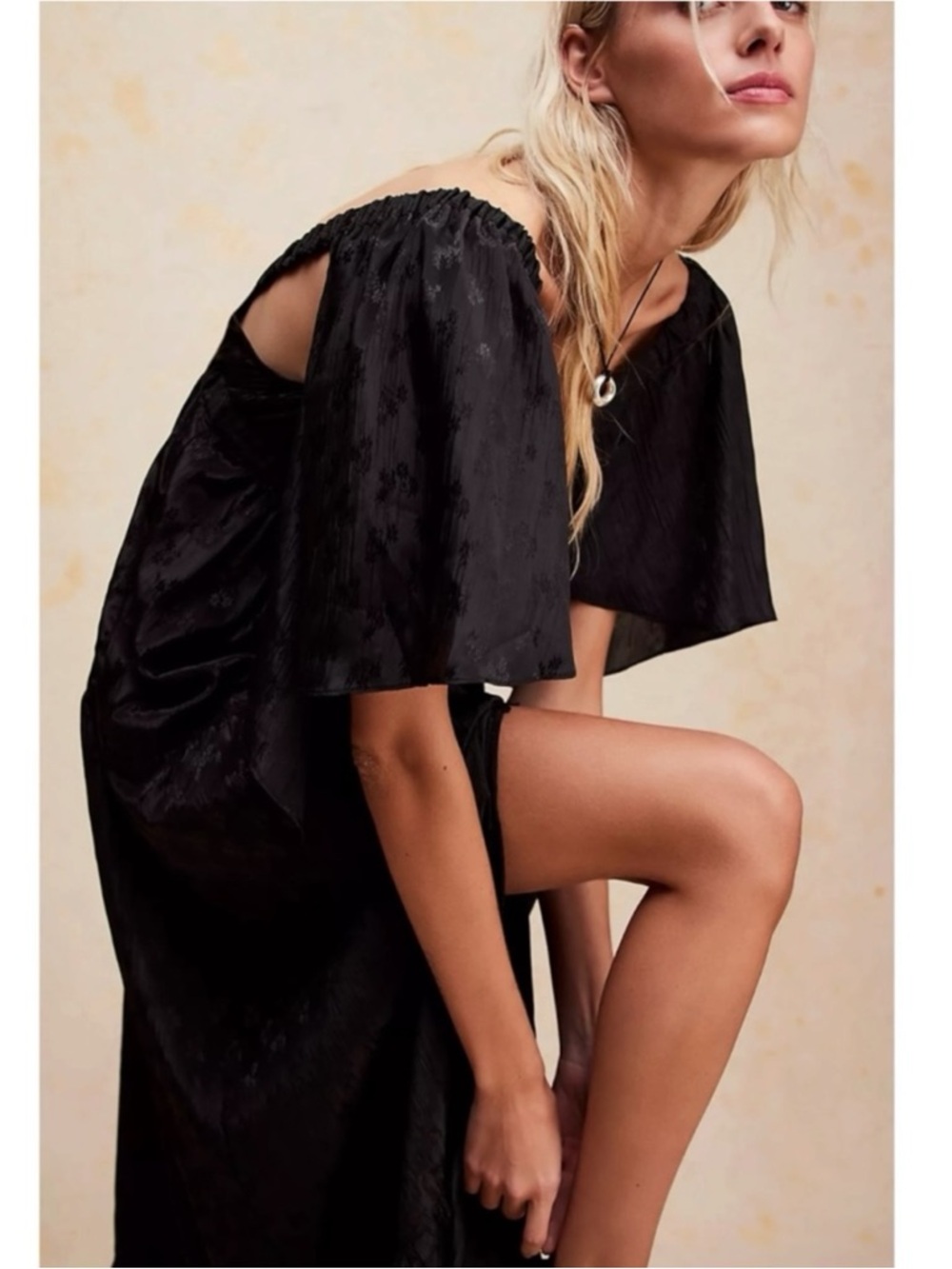 Free People Ethereal Witchy Fairy Cha Cha Maxi Dress Black Small Bohemian Goth - Picture 2 of 14